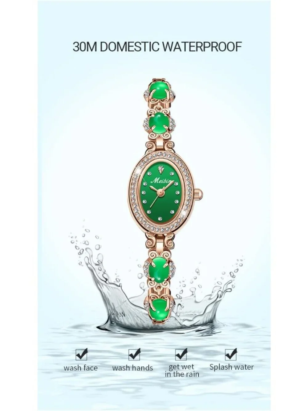 Women's Rose Gold Crystal Diamond Bangle Ladies Bracelet Luxury Oval Wristwatch